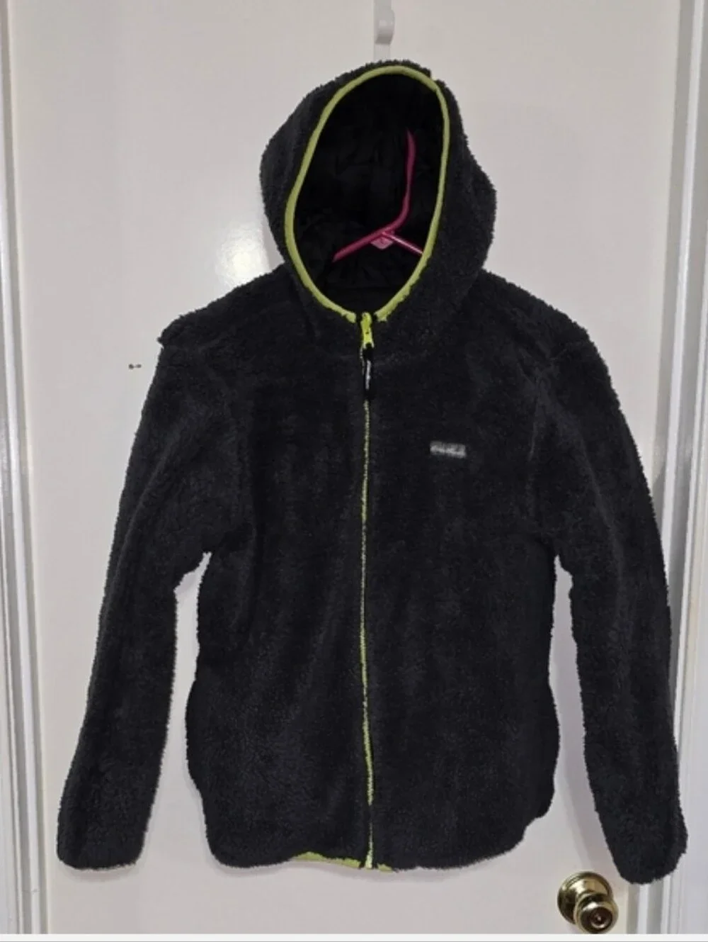 Eddie Bauer Black & Light Gray Reversible  Insulated Jacket with Lime Trim